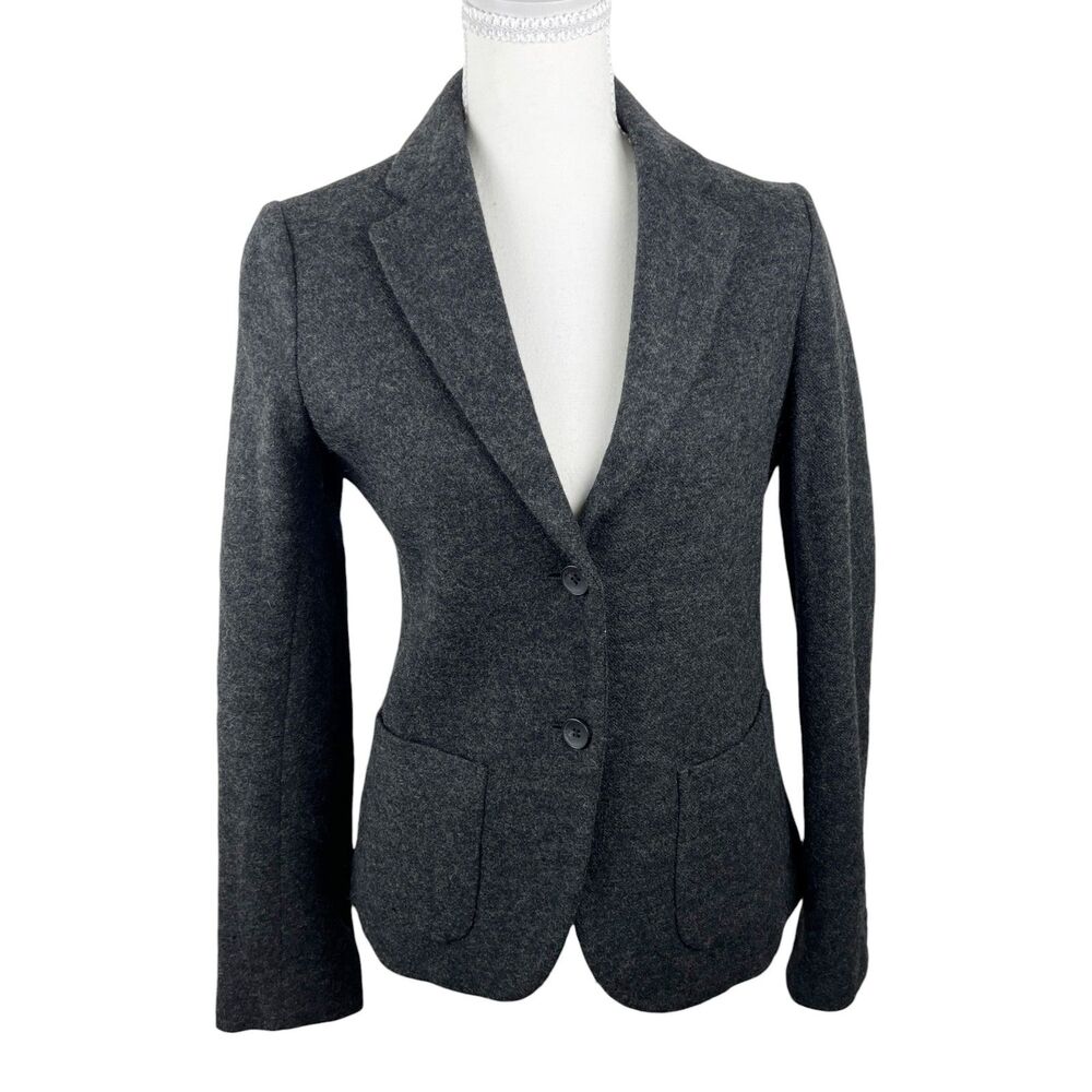Uniqlo Wool Blazer Jacket Women Extra Small Grey Button Up Lined Career Outer